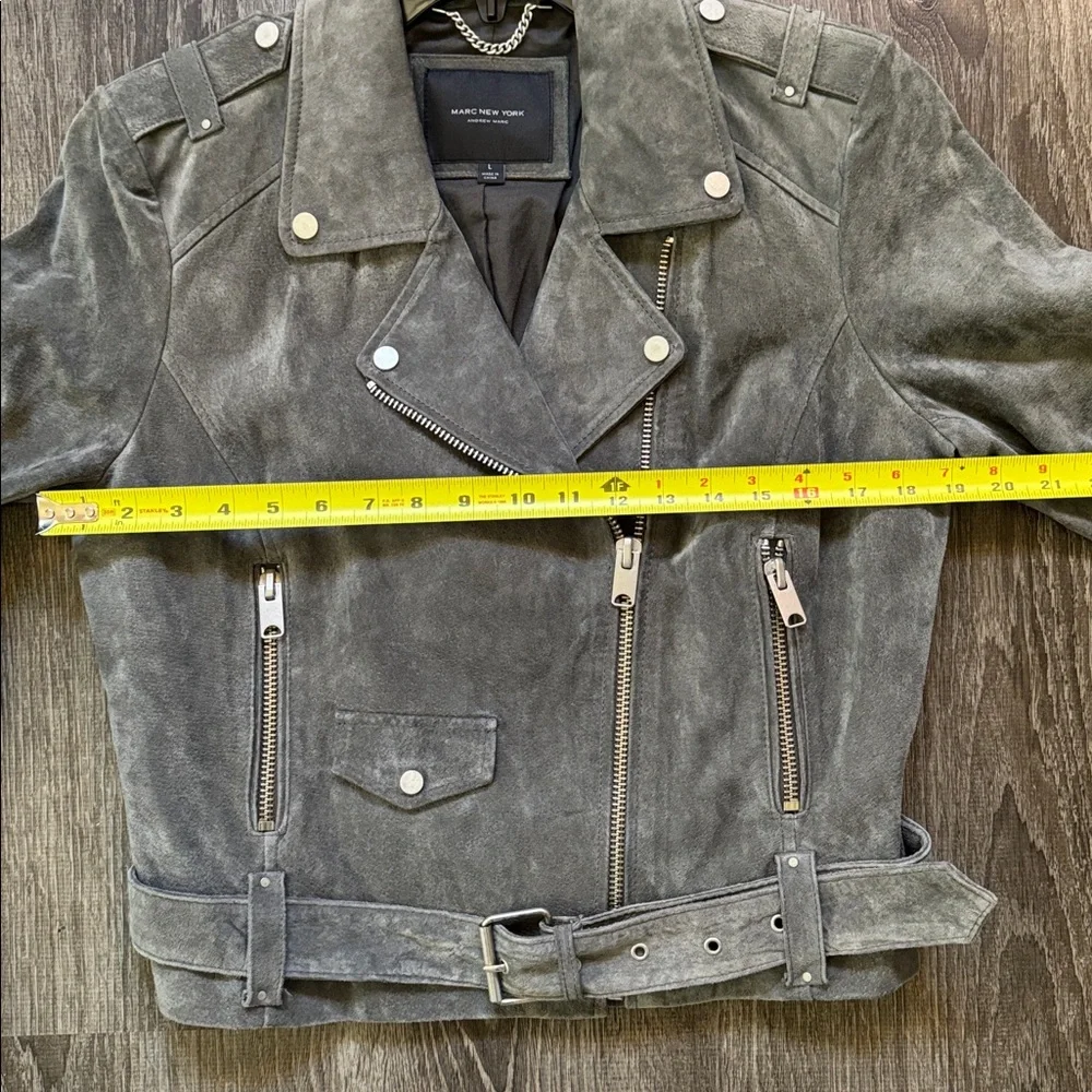 Marc New York Gray Suede biker jacket. - Picture 3 of 11